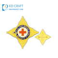 High quality custom metal zinc alloy enamel gold plated department firefighter badge with butterfly clutch